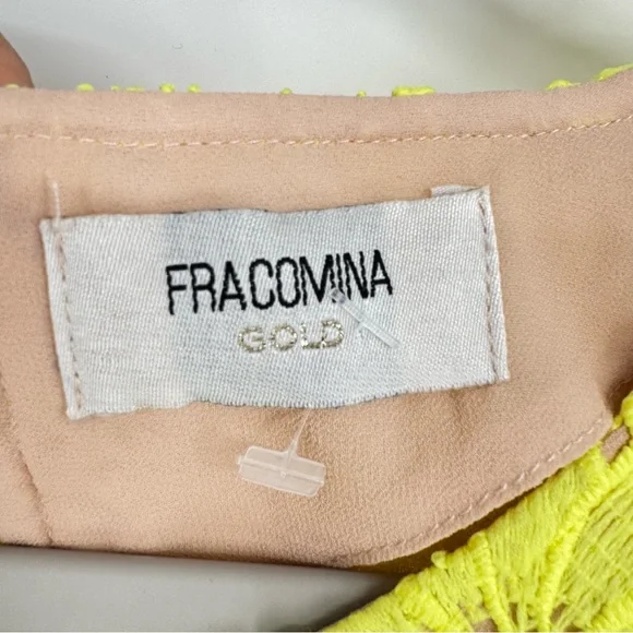 Fracomina Italian Brand Lace Cropped Top Neon Green Size Small - Picture 5 of 9